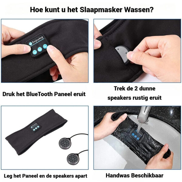 Slaapmasker Wassen Slaapmasker Zwart met Bluetooth