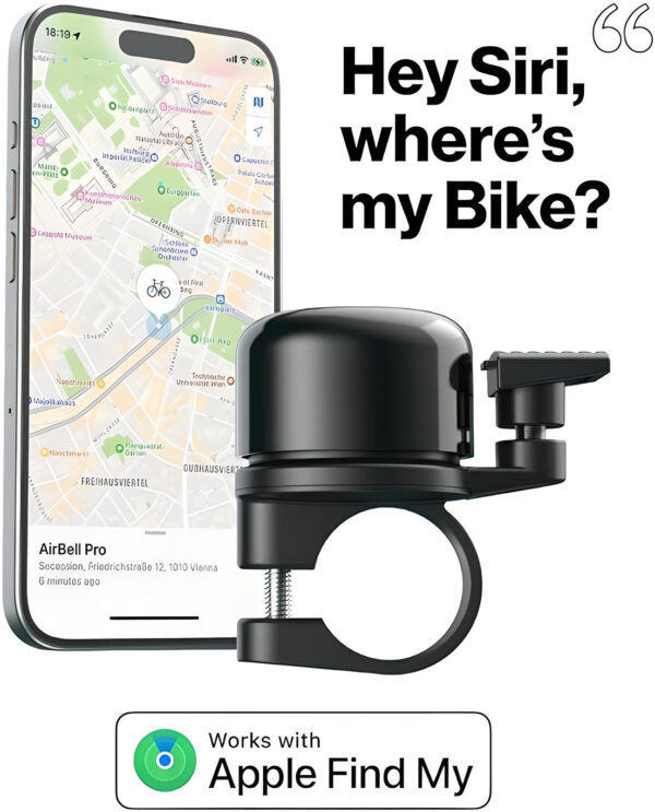 AirBell Pro Zwart + Tag Geschikt voor Apple