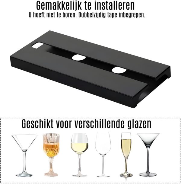1180x1200 Wijnglazenhouder Zwart