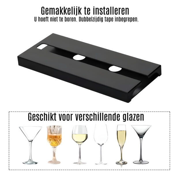 Wijnglazenhouder Zwart Uitleg Wijnglazenhouder Zwart Dubbel Rij